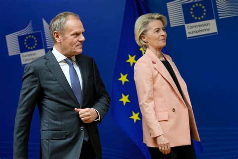 Poland’s Tusk visits Brussels, seeking initiative in repairing ties with EU and unlocking funds